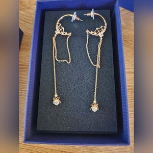 Swarovski Gold Spider Web Drop Earrings